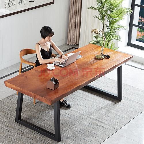 办公桌写字台书桌家用电脑桌椅套装书画桌实木台式双人钢木桌书房写字